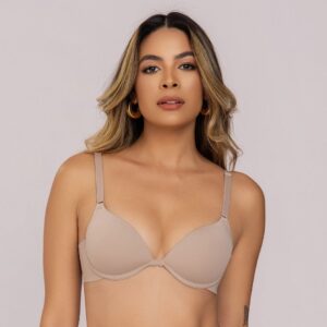 Sutiã meia taça c/ bojo e aro,Laterais invisíveis.